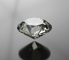 3D generated diamond gem on gray reflective surface