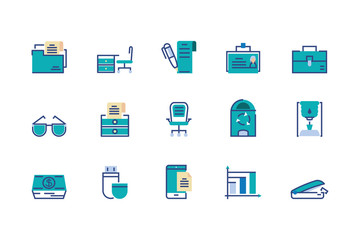 Isolated office and business icon set vector design