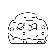 Space colonies flag on the Moon icon. Simple line, outline vector elements of interplanetary colonization icons for ui and ux, website or mobile application