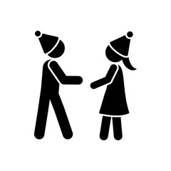 children play in snow icon. Simple vector pictogram of winter recreation icons for ui and ux, website or mobile application