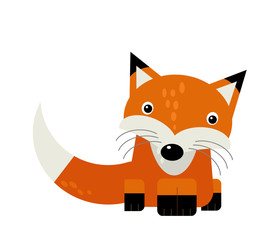 cartoon scene with wild animal fox on white background illustration