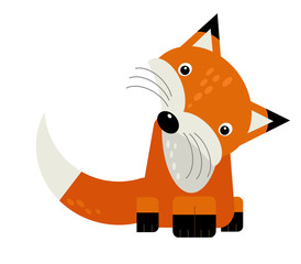 cartoon scene with wild animal fox on white background illustration