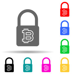 bit coin lock multi color style icon. Simple glyph, flat vector of crypto icons for ui and ux, website or mobile application