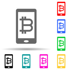 mobile bitcoin multi color style icon. Simple glyph, flat vector of crypto icons for ui and ux, website or mobile application