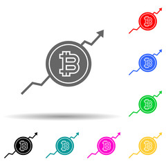 bitcoin growth multi color style icon. Simple glyph, flat vector of crypto icons for ui and ux, website or mobile application