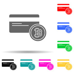 bitcoin credit card multi color style icon. Simple glyph, flat vector of crypto icons for ui and ux, website or mobile application