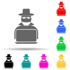 hacker multi color style icon. Simple glyph, flat vector of cyber security icons for ui and ux, website or mobile application