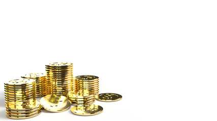 The  gold coins group 3d rendering on white background  for business content.