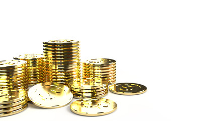 The  gold coins group 3d rendering on white background  for business content.