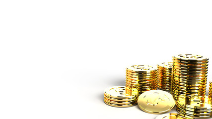 The  gold coins group 3d rendering on white background  for business content.