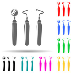 instrument of the dentist multi color style icon. Simple glyph, flat vector of dental icons for ui and ux, website or mobile application