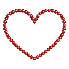 heart made of red beads isolated on white