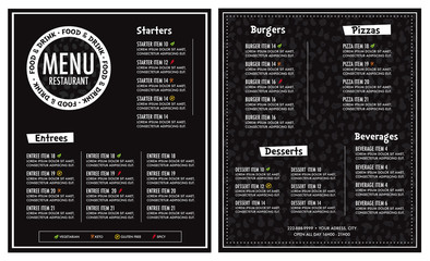 Restaurant menu modern design layout - obrazy, fototapety, plakaty