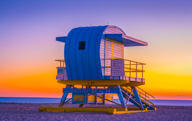 lifeguard sea beach miami sunset sunrise sky ocean water sand florida tower summer landscape nature vacation sun coast sunrise