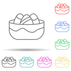 Easter eggs in a basket multi color style icon. Simple thin line, outline vector of easter icons for ui and ux, website or mobile application