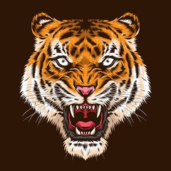 angry tiger head vector logo