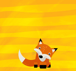 cartoon scene with wild animal fox on yellow stripes illustration