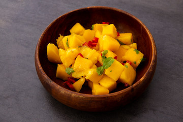 mango chunks with red chiilli and mint