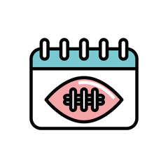 american football sport balloon in calendar