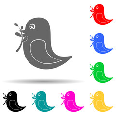 the bird holds a branch in its beak multi color style icon. Simple glyph, flat vector of ecology icons for ui and ux, website or mobile application