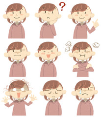 女性の上半身・感情表現