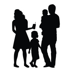 Family silhouette vector on white background,People