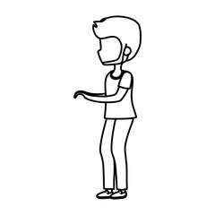 young man walking character cartoon icon thick line