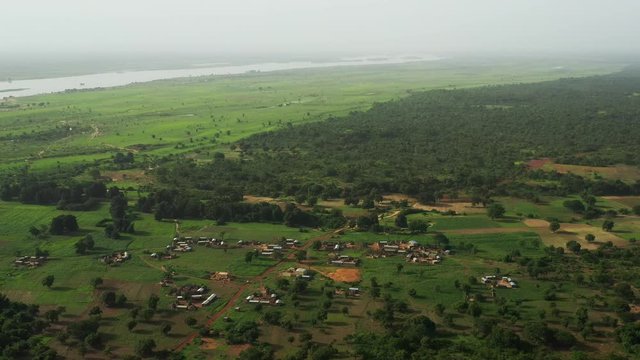 Africa Mali Vast Field and Village Aerial View 3