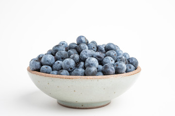 Fresh Blueberries In Glazed Bowl