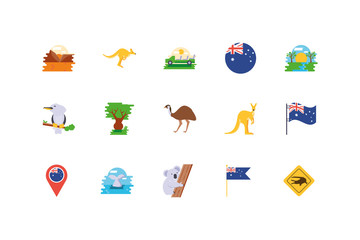 Fototapeta premium Isolated australian icon set vector design