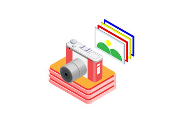DIgital Photo Camera 3D isometric, Suitable for Diagrams, Infographics, Book Illustration, Game Asset, And Other Graphic Related Assets