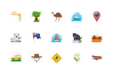 Isolated australian icon set vector design