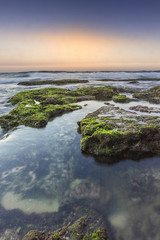 Scenic view of amazing tropical beach. Nature composition and vibrant colors.