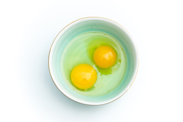 Fresh eggs in a blue porcelain bowl.Healthy,breakfast