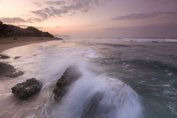 Scenic view of amazing tropical beach. Nature composition and vibrant colors.