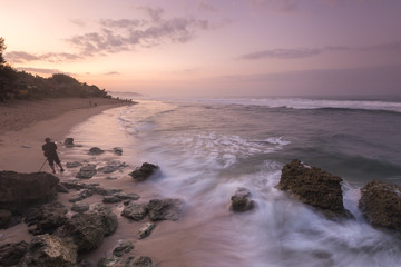 Scenic view of amazing tropical beach. Nature composition and vibrant colors.