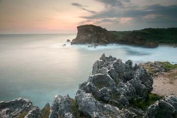 Scenic view of amazing tropical beach. Nature composition and vibrant colors.