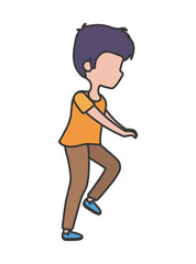 young man walking character cartoon icon