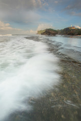 Scenic view of amazing tropical beach. Nature composition and vibrant colors.