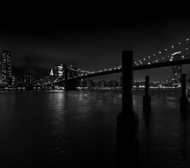 brooklyn bridge and lower manhattan at night, New York