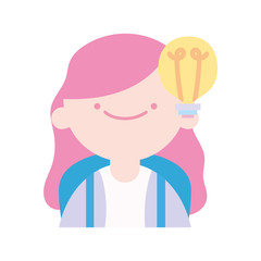 back to school education smiling young girl bulb idea creativity