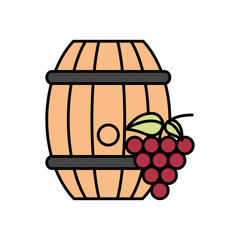 grapes fresh fruits with wine barrel