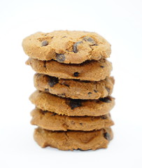 Chocolate chip cookies on a white background