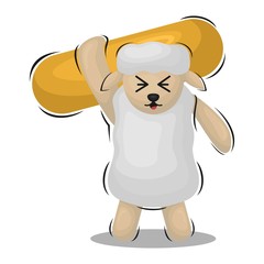 CUTE SHEEP WITH SKATEBOARD MASCOT CARTOON VECTOR