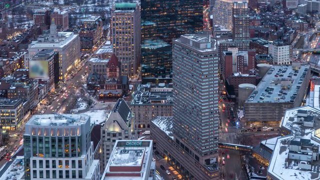 Boston skyscrapers time-lapse during sunset,Copley Square