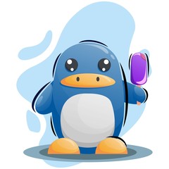 CUTE PENGUIN MASCOT CARTOON VECTOR