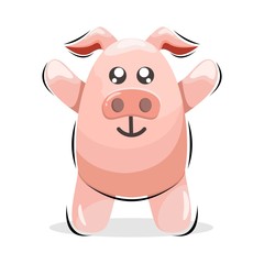 CUTE ANIMAL PIG CARTOON DESIGN VECTOR