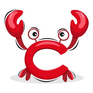 CRAB WITH LETTER C DESIGN VECTOR