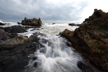 Scenic view of amazing tropical beach. Nature composition and vibrant colors.