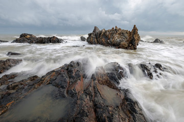 Scenic view of amazing tropical beach. Nature composition and vibrant colors.